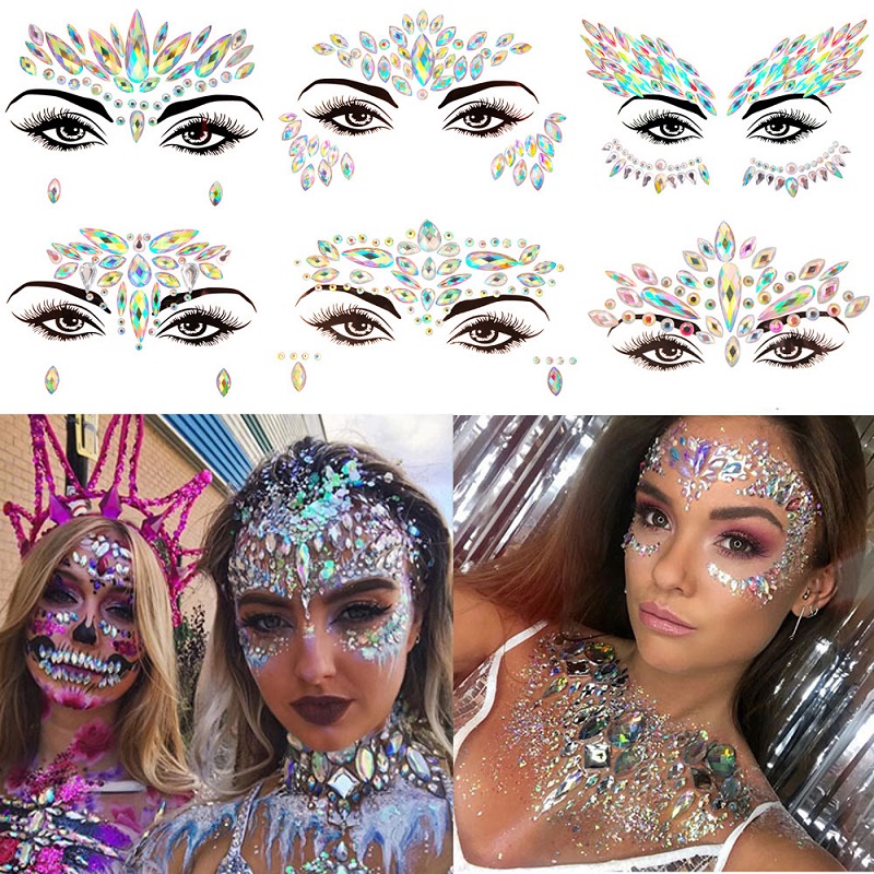 Beauty Gems Makeup - Naklejki na twarz 3D z błyszczącymi