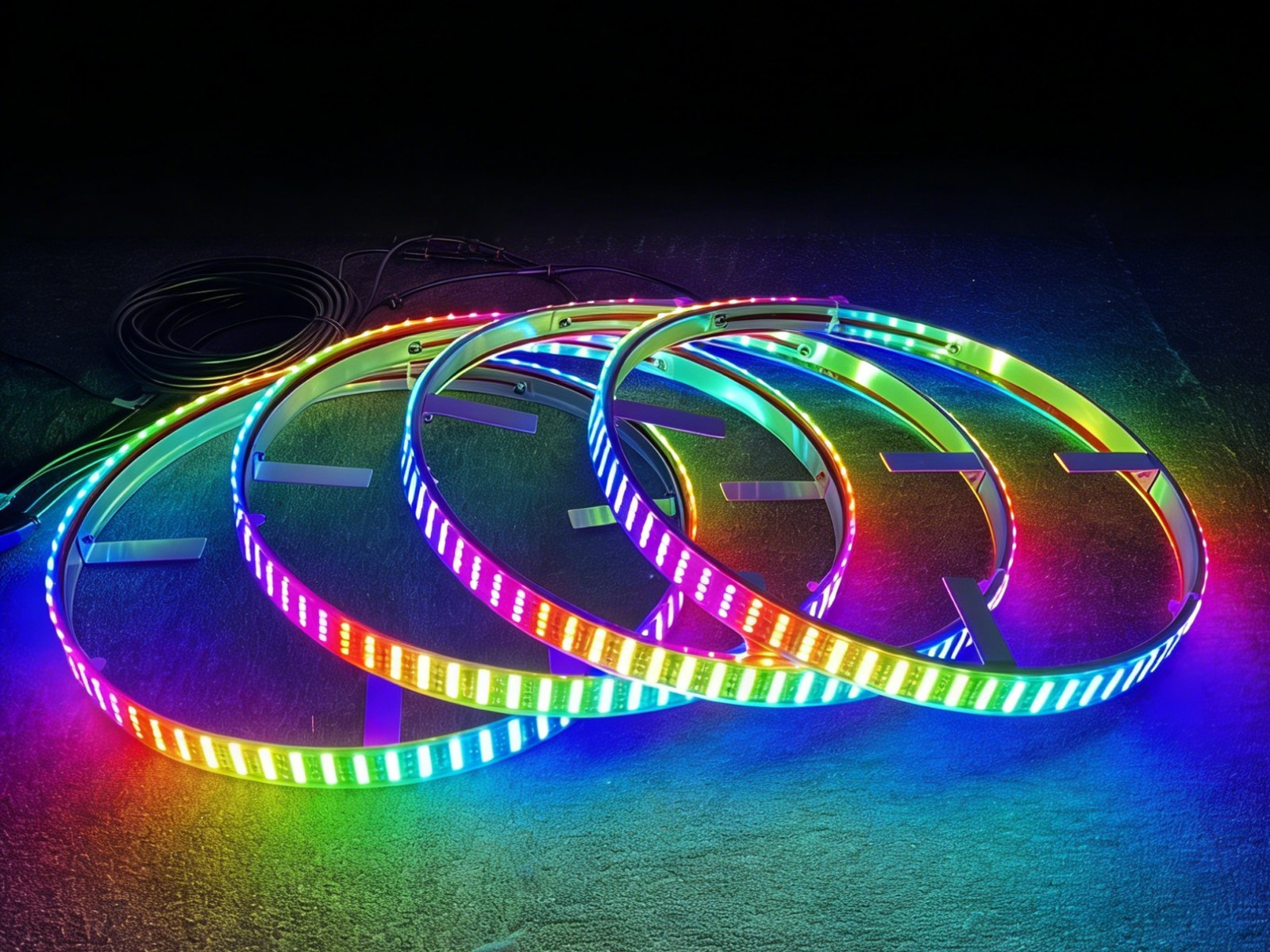 Led Ring Light - 4 sztuki 17,5-calowych RGB czterorzędowych pierścieniowych